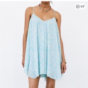 Zara Floral Print Plisse Swing Babydoll Dress, M, NWT